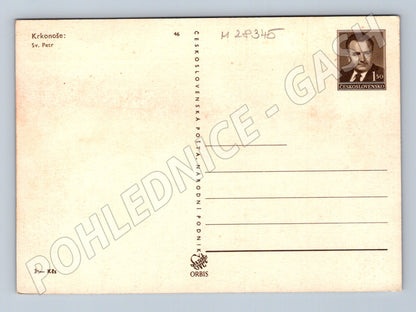 Pohlednice Krkonoše Sv. Petr zasněžená krajina cca 1950-1960 (M28345)