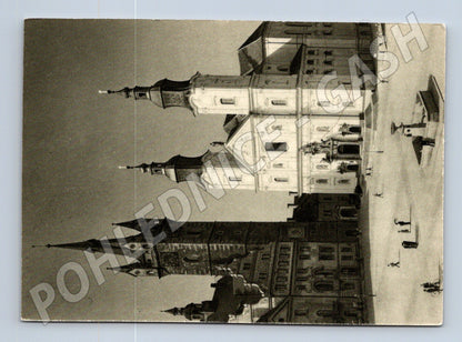 Pohlednice Klatovy náměstí s kostelem a věží 1950s (M28348)