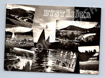 Pohlednice Bystřička přehrada lodě 1976 (M28355)