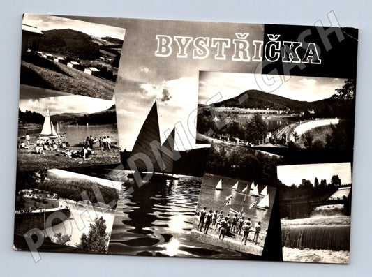 Pohlednice Bystřička přehrada lodě 1976 (M28355)