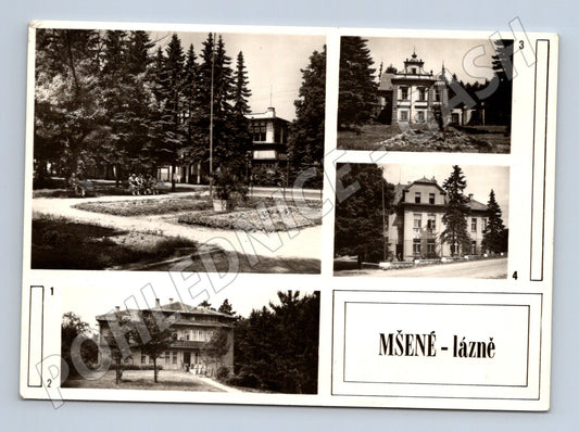 Pohlednice Mšené lázně Lázenský park a domy (M28358)