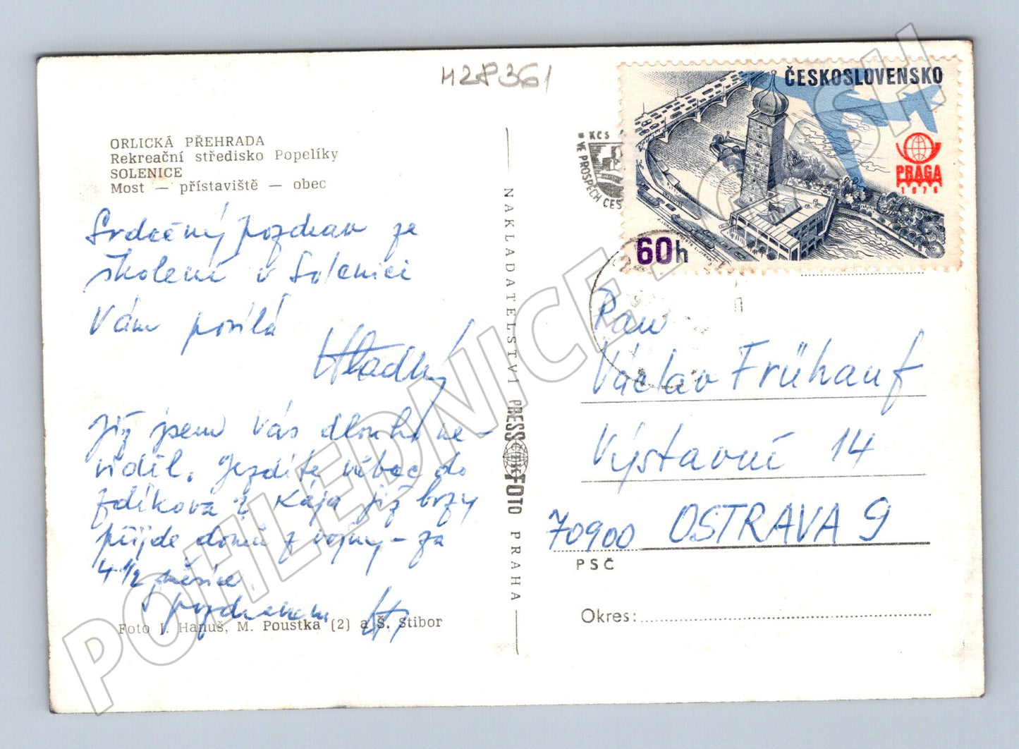 Pohlednice Solenice Orlická přehrada most lodě (M28361)