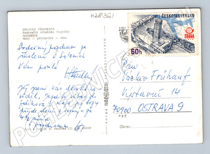 Pohlednice Solenice Orlická přehrada most lodě (M28361)