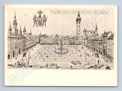 Pohlednice Městské náměstí kresba Cyril Bouda (M28367)