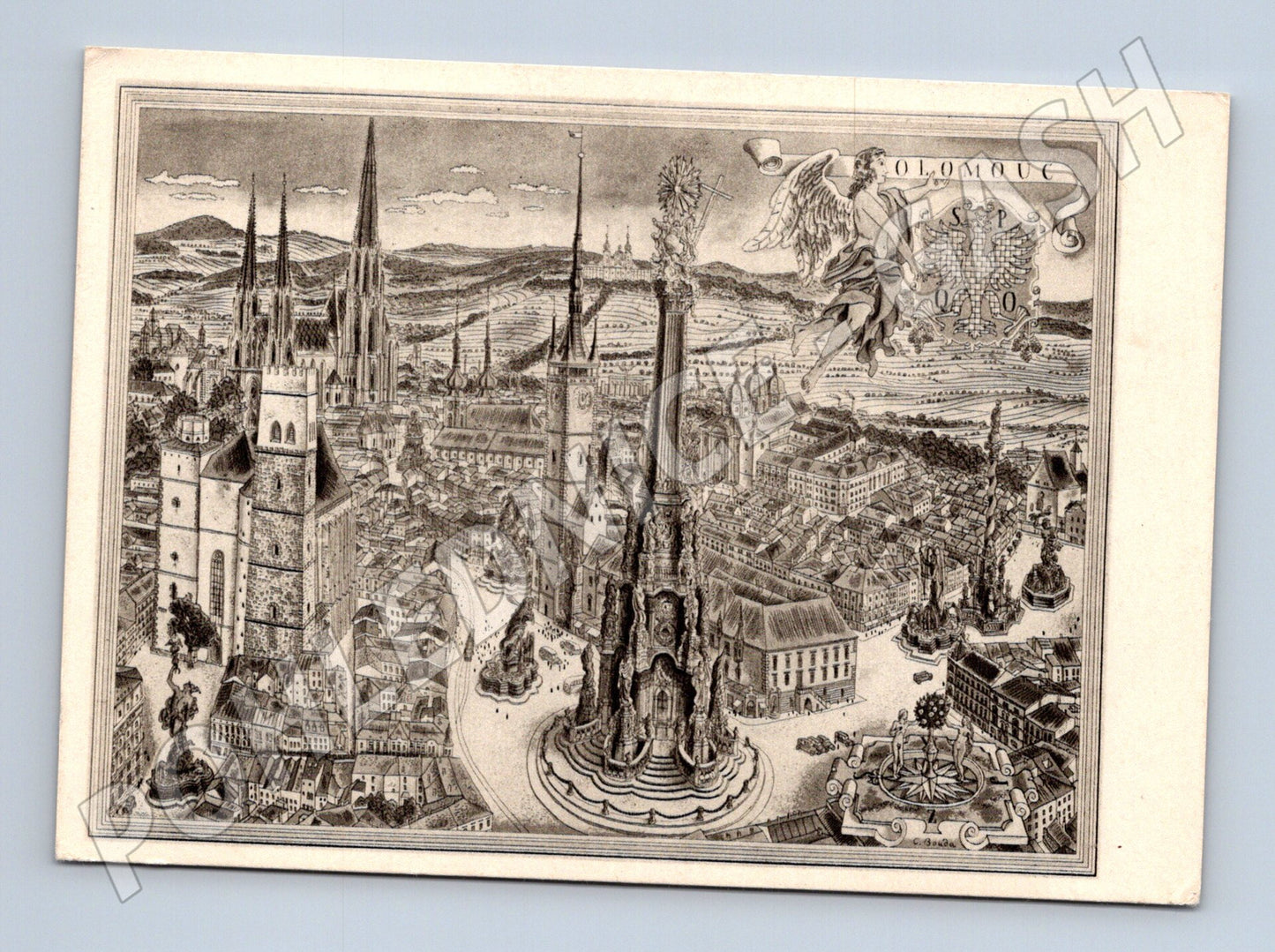 Pohlednice Olomouc historický motiv podle rytiny (M28369)