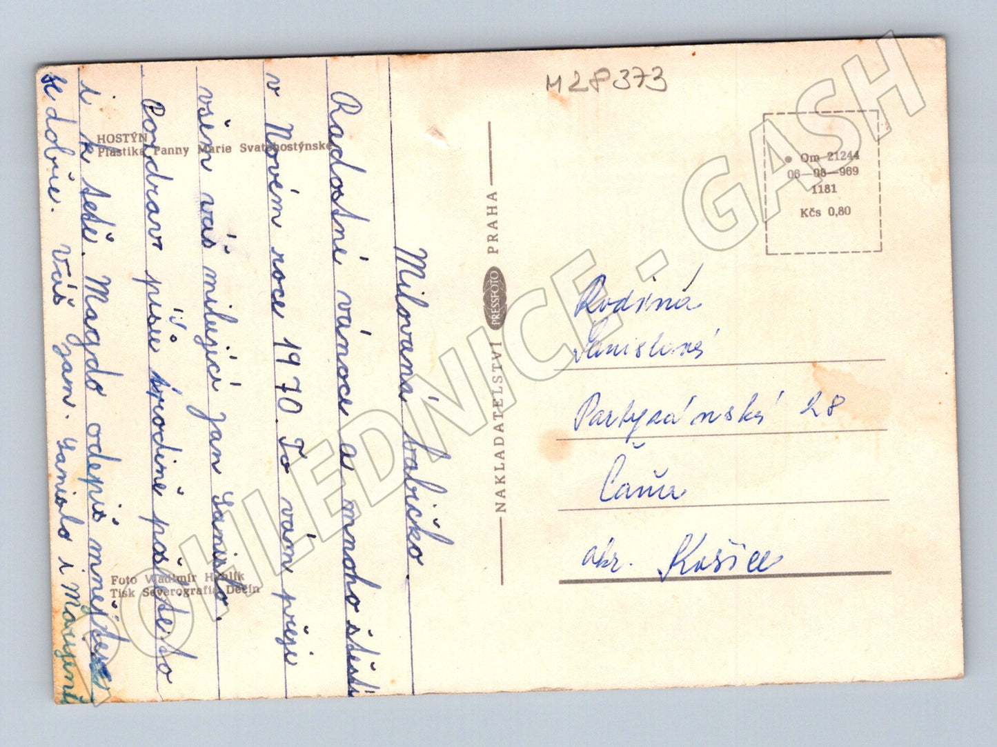Pohlednice Madona s dítětem socha 1970 (M28373)