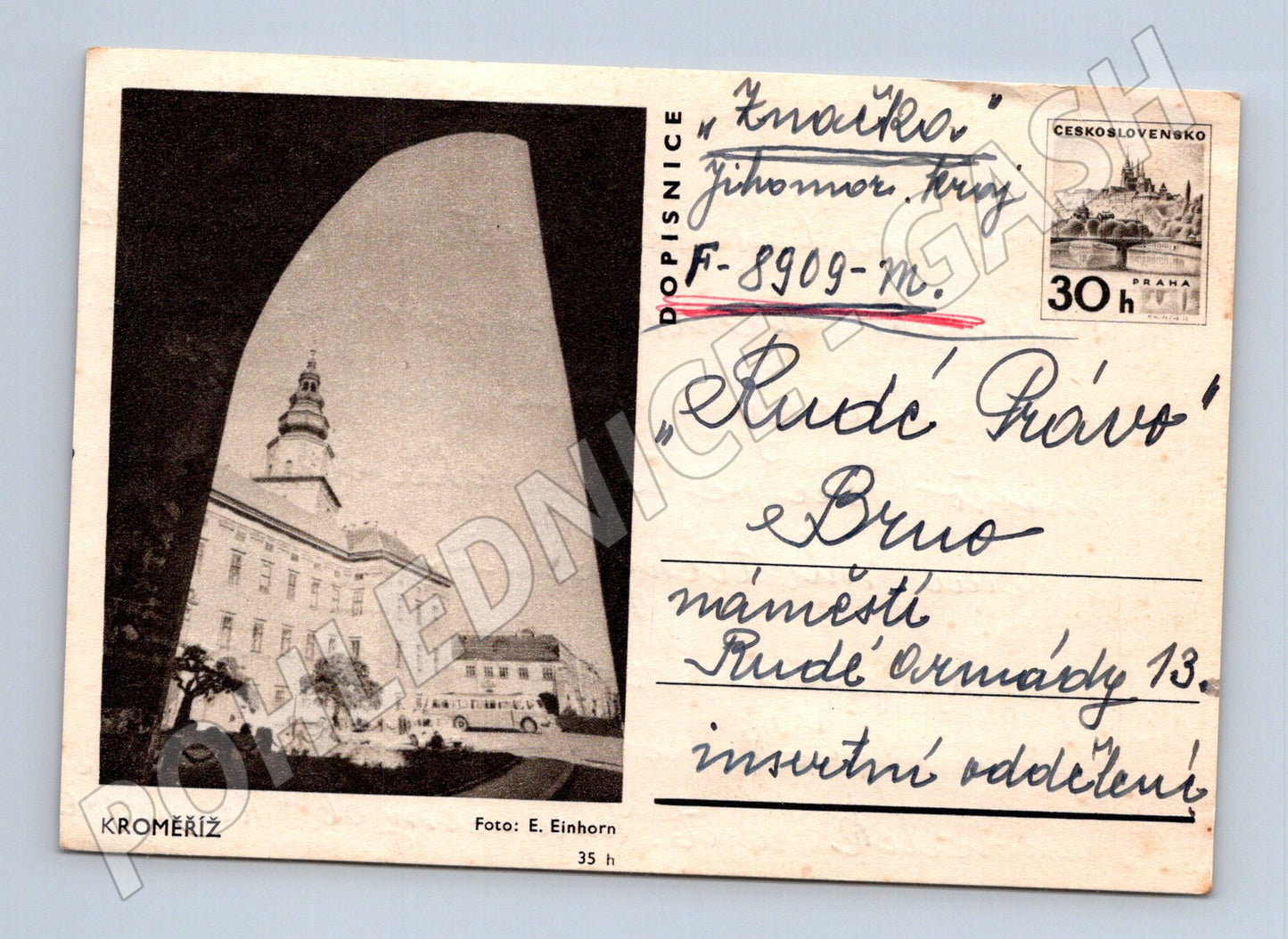 Pohlednice Kroměříž zámek 1967 (M28376)