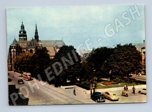 Pohlednice Slovensko Košice Dóm s tramvají 1968 (M28383)