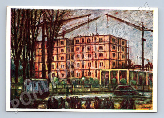 Pohlednice Slovensko Janko Alexy Panelový dům stavba 1958 (M28384)