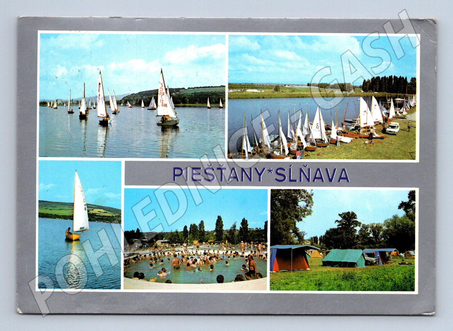Pohlednice Slovensko Piešťany Sĺňava lodě kemping 1988 (M28422)