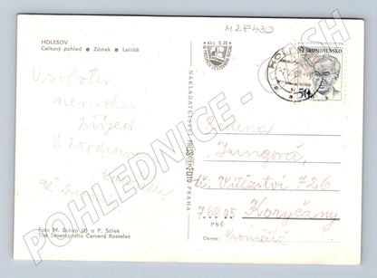Pohlednice Holešov celkový pohled zámek letiště 1968 (M28430)