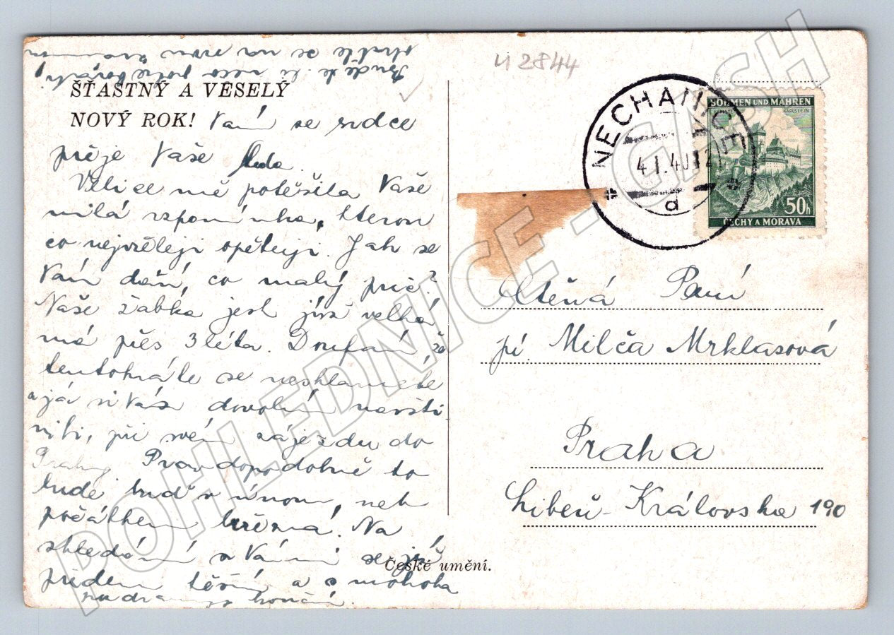 Postcard rural winter scene 1941 (M2844)