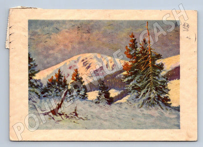 Postcard winter mountain scene 1938 (M2845)