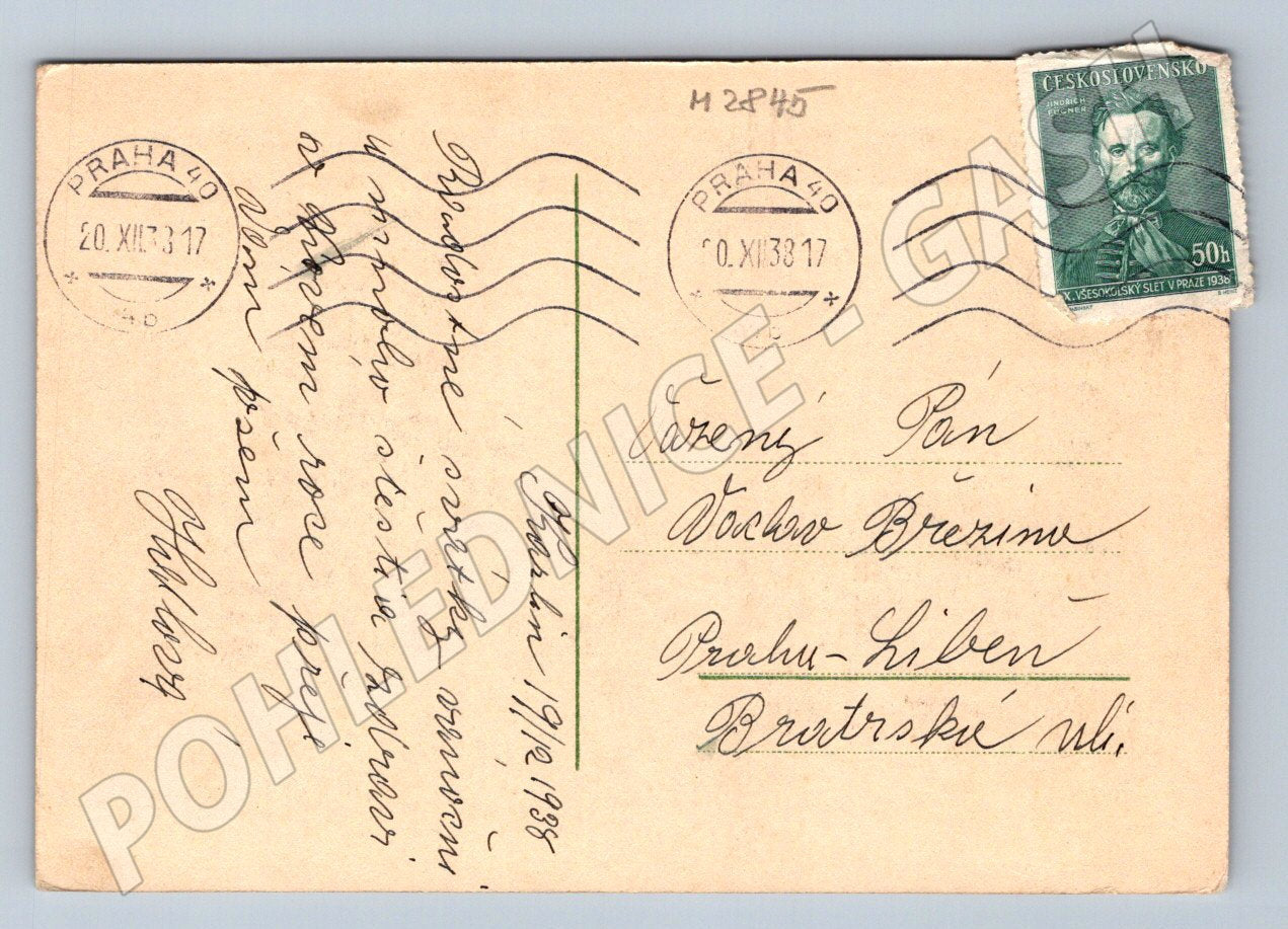 Postcard winter mountain scene 1938 (M2845)