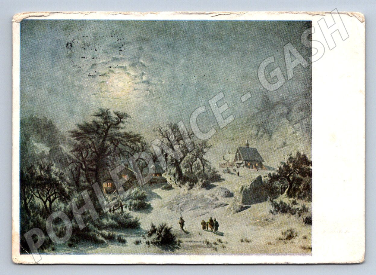 Postcard A Kosárek Winter Landscape in the Moonlight (M2848)