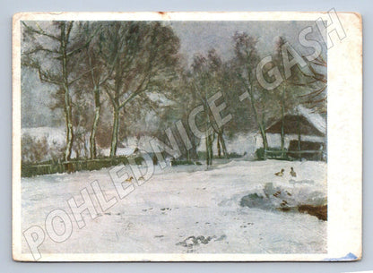 Postcard F Kaván Vitanovska village square in winter (M2849)