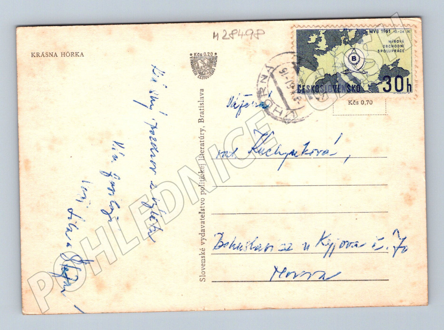 Pohlednice Slovensko Krásna Hôrka hrad a kostel 1961 (M28498)