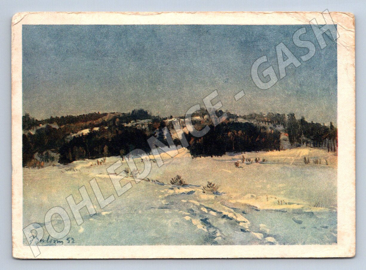 Postcard Zdeněk Baloun Landscape near Nový Bor 1952 (M2850)