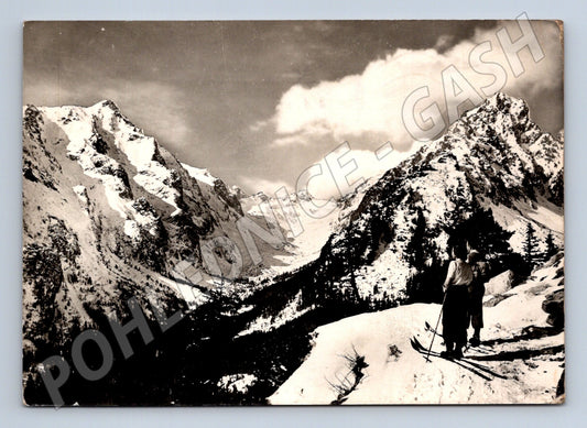 Pohlednice Slovensko Vysoké Tatry lyžaři 1953 (M28503)