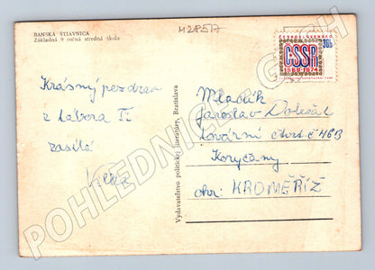 Pohlednice Slovensko Banská Štiavnica škola 1970 (M28517)