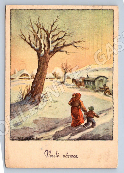 Postcard Czechoslovakia 1956 winter motif (M2852)