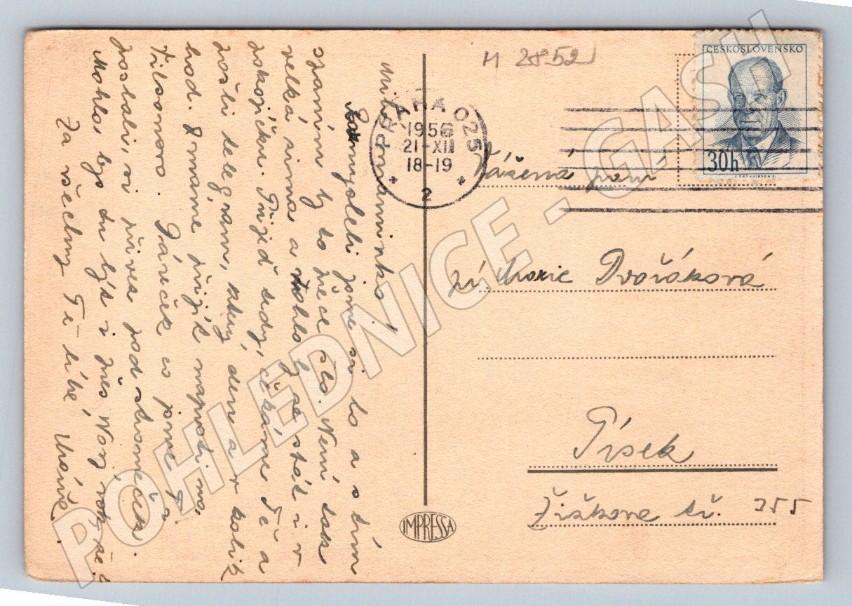 Postcard Czechoslovakia 1956 winter motif (M2852)