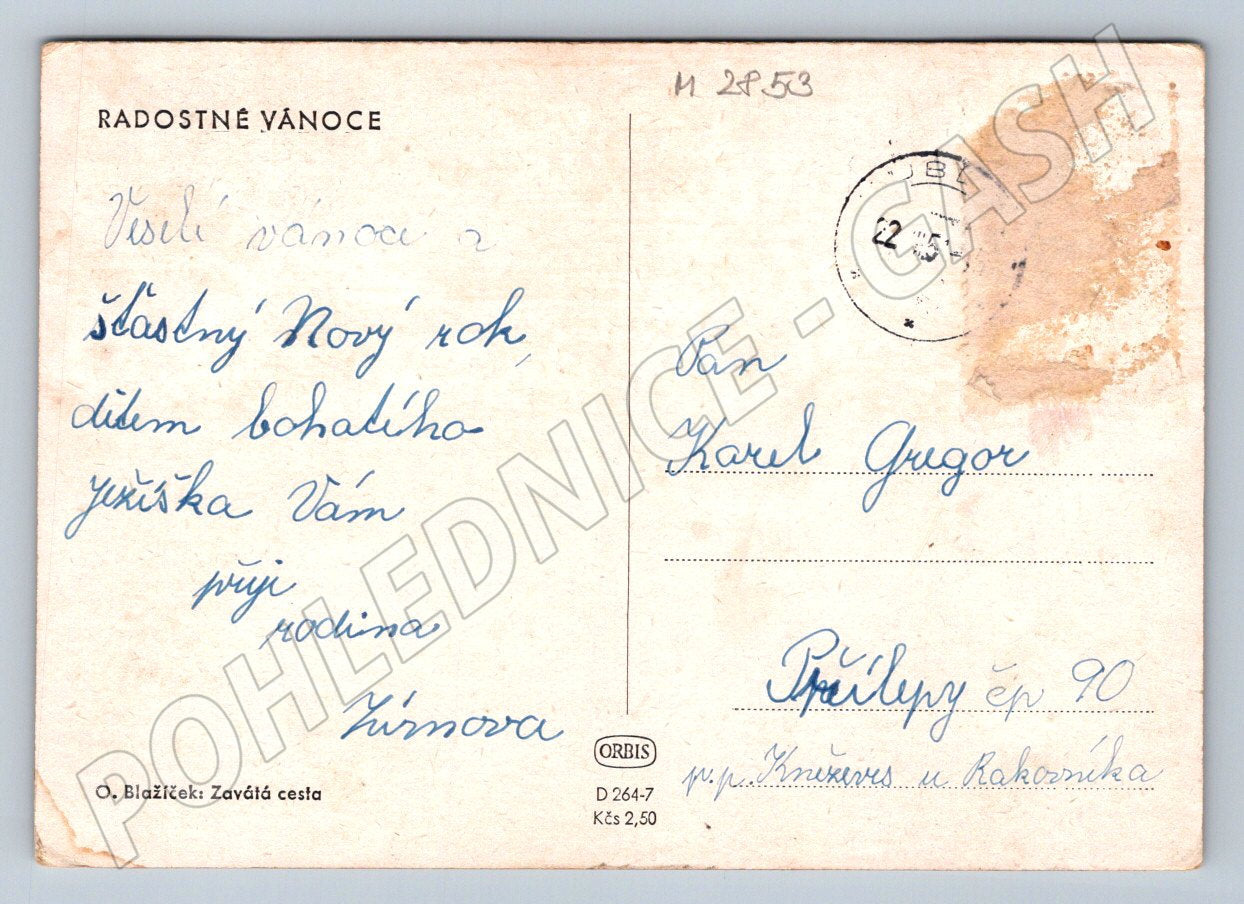 Postcard O Blažíček The Windy Road to Christmas (M2853)