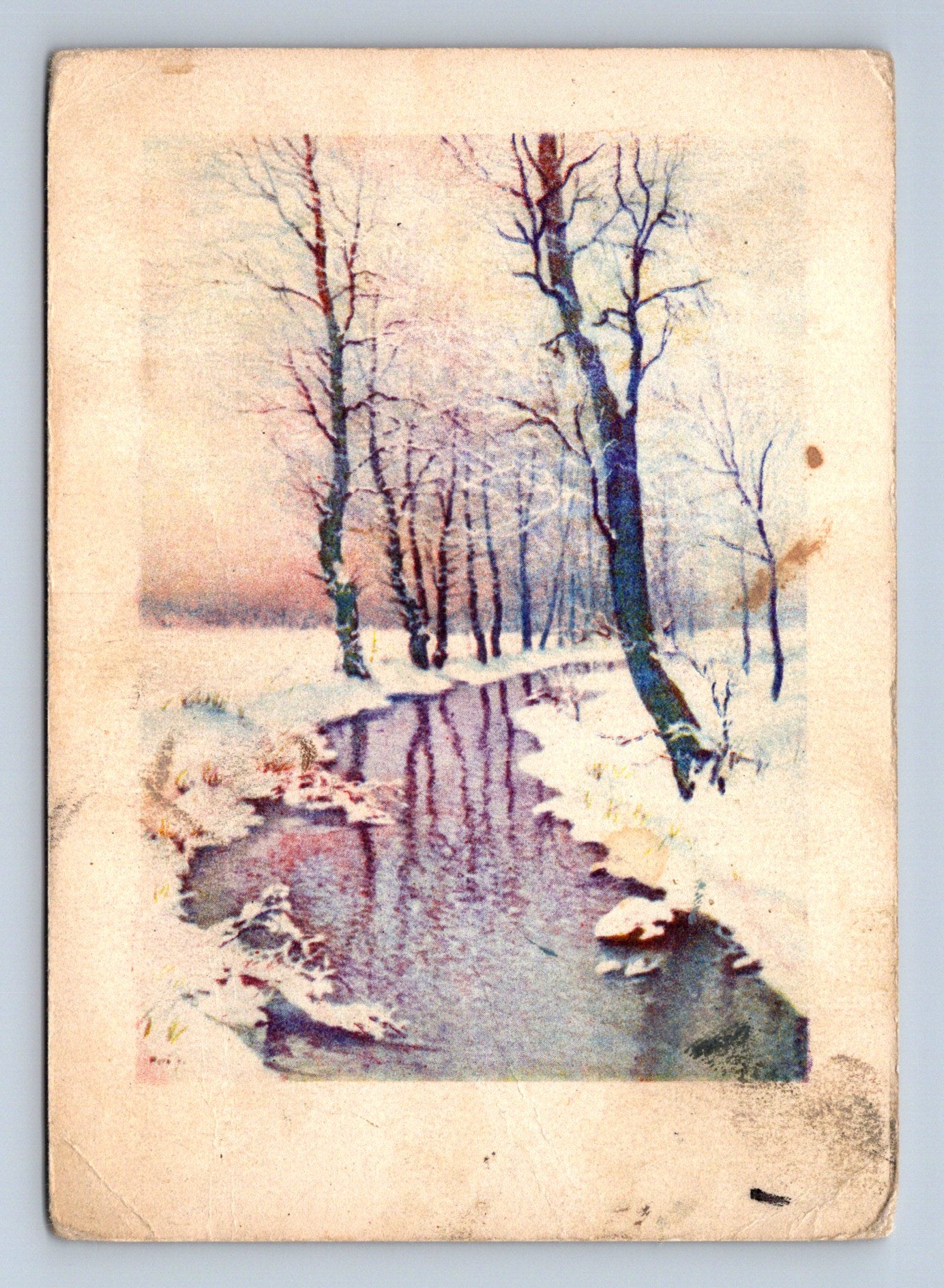 Pohlednice abstraktní zimní motiv stromů (M28573)