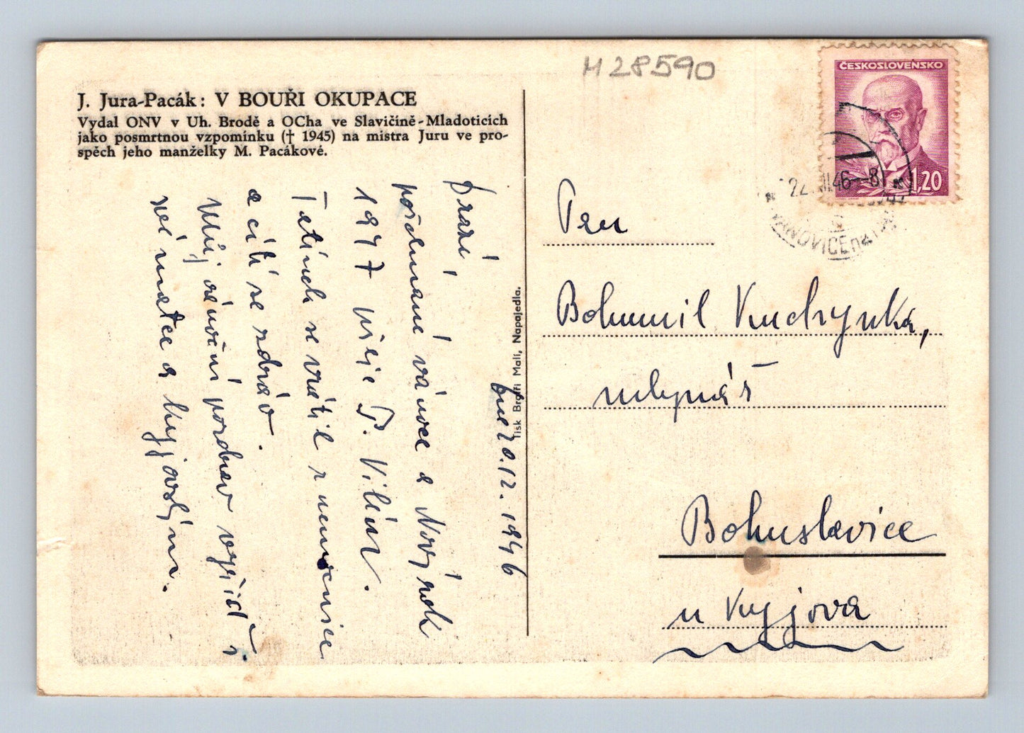 Pohlednice J. Jura-Pacák V bouři okupace 1946 (M28590)