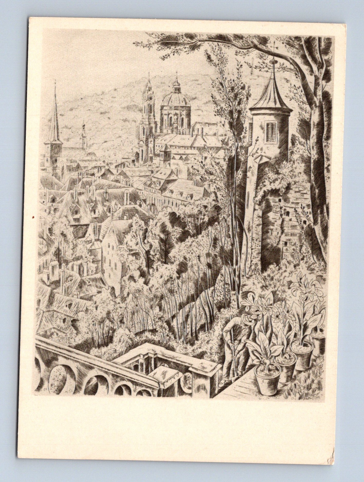 Pohlednice Praha umělecká grafika Cyril Bouda (M28595)