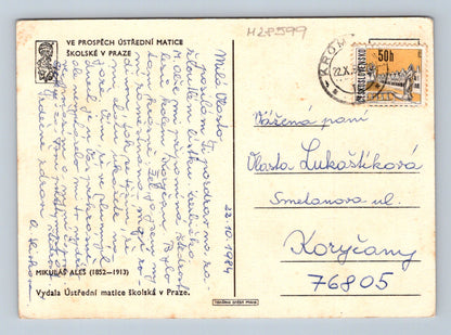 Pohlednice Mikoláš Aleš motiv jídlo 1944 (M28599)