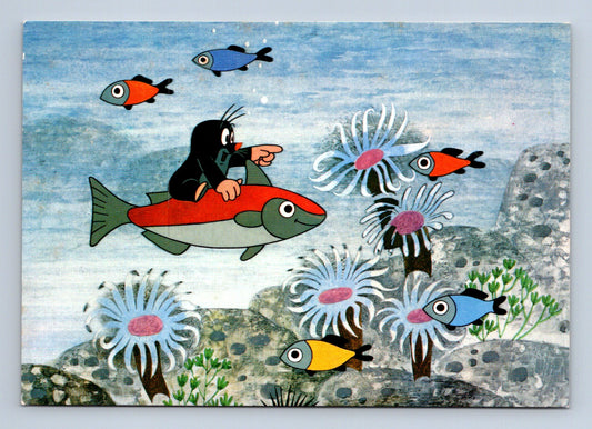 Pohlednice Krtek pod vodou ryby 1996 (M28620)