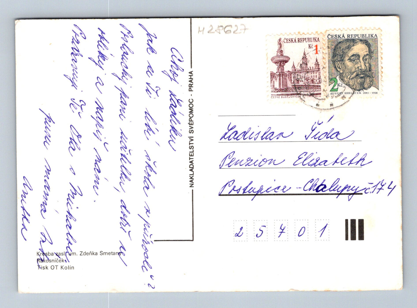 Pohlednice Kreslená postavička na stromě (M28627)