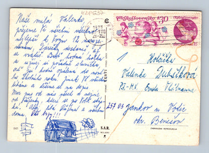 Pohlednice děti zvířata kreslený motiv 1975 (M28637)