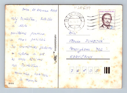 Pohlednice ilustrace chlapec s kočkou 1995 (M28639)