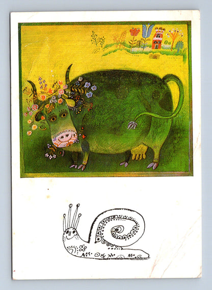Pohlednice ilustrace Josef Paleček stylizovaný býk (M28640)