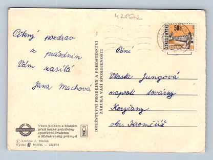 Pohlednice letní motiv děti prázdniny 1974 (M28642)