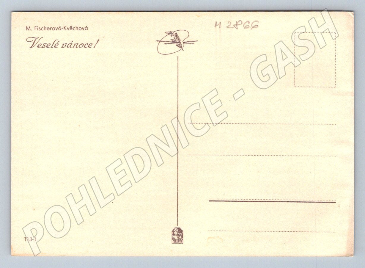 Postcard angels M Fischerová Kvěchová Merry Christmas (M2866)