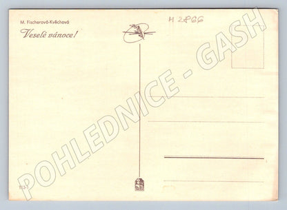 Postcard angels M Fischerová Kvěchová Merry Christmas (M2866)
