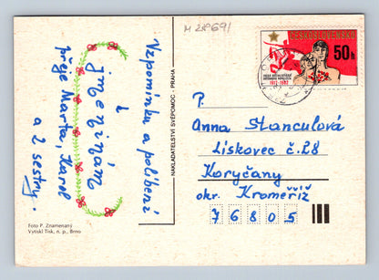Pohlednice Tři červené růže 1970s (M28691)