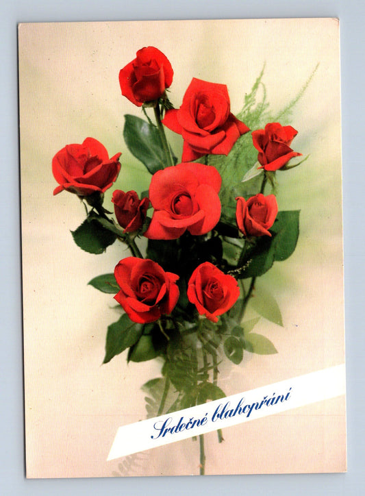 Pohlednice kytice růží Srdečné blahopřání 1978 (M28708)