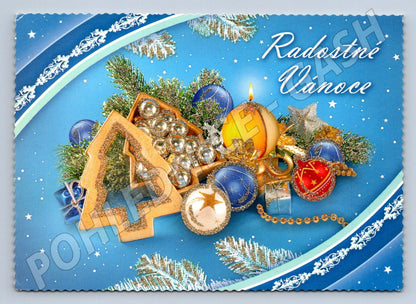 Postcard Merry Christmas traditional decorations 2006 (M2873)