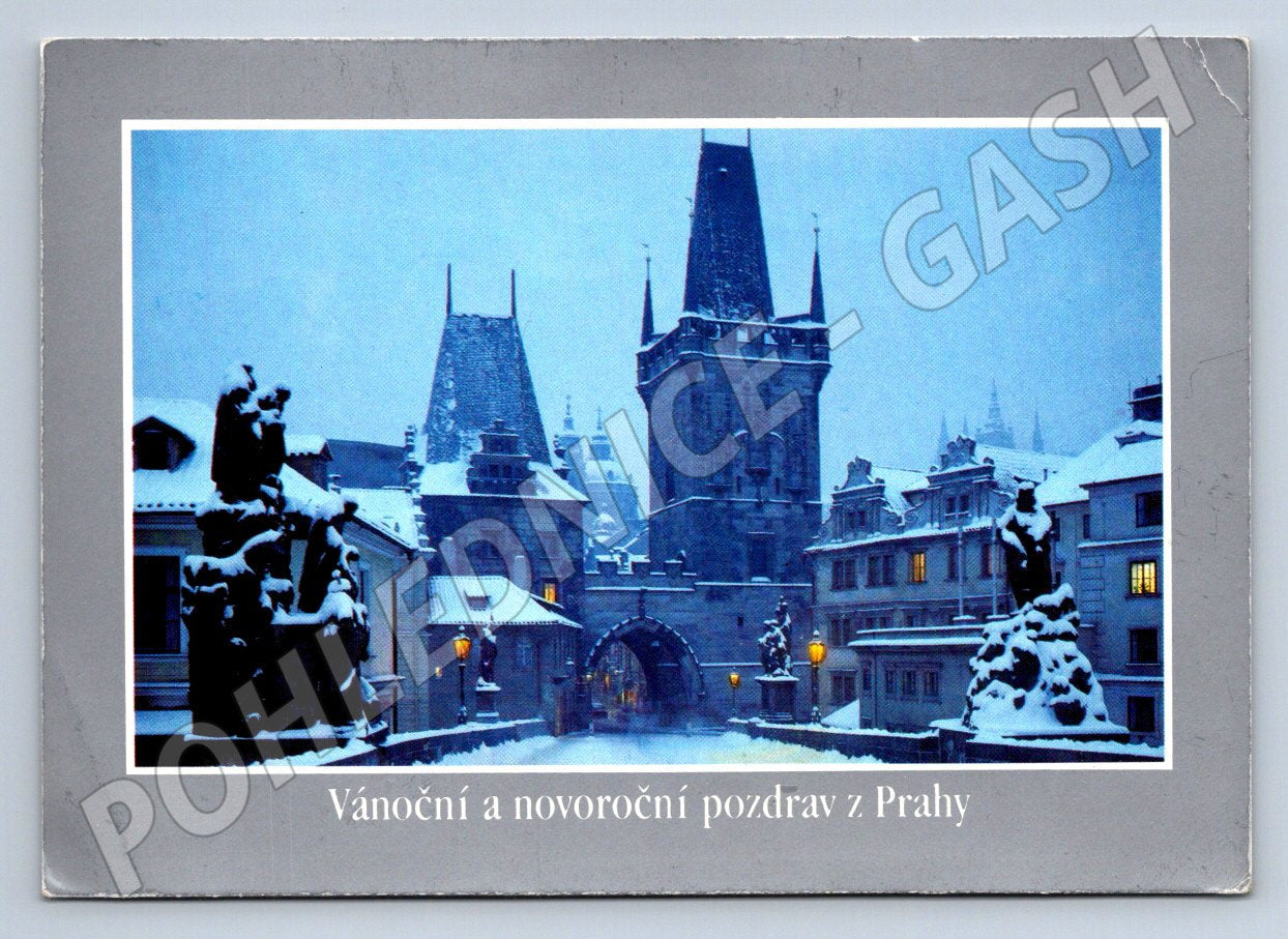 Postcard Prague Charles Bridge winter view (M2874)