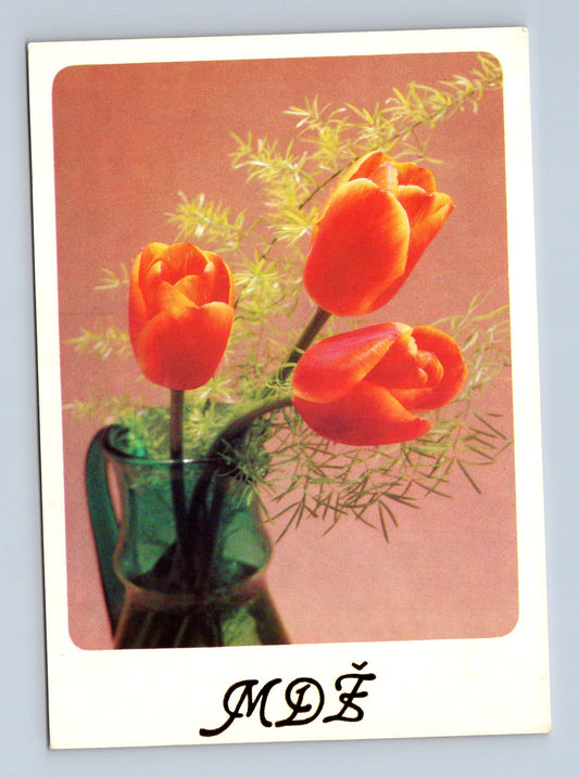 Pohlednice Tři tulipány ve váze 1985 (M28745)