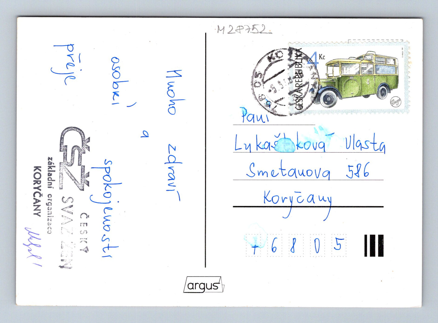 Pohlednice zátiší s květinami a čajem 2005 (M28752)