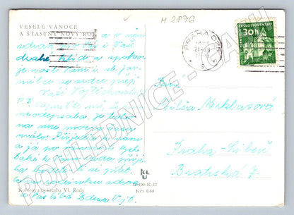 Postcard winter landscape horse and cart 1965 (M2876)