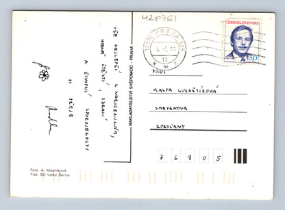 Pohlednice žluté růže ve váze 1991 (M28761)