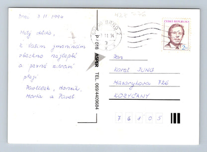 Pohlednice květiny v košíku blahopřání 1994 (M28776)