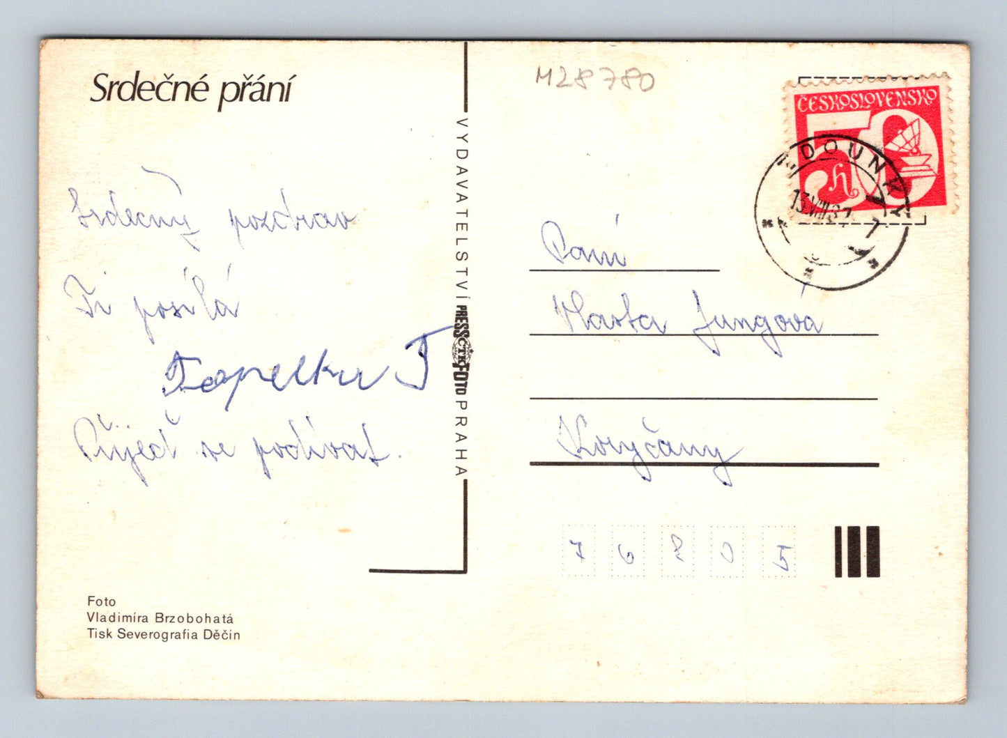 Pohlednice Květiny hrachor 1960 (M28780)