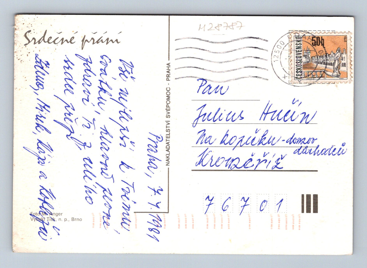 Pohlednice Květiny karafiáty 1981 (M28787)
